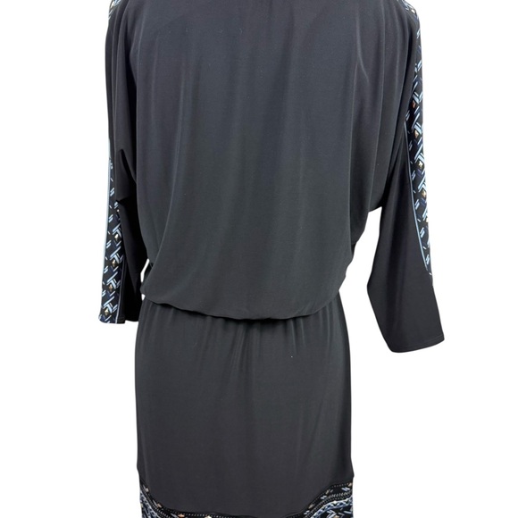 White House Black Market black split sleeve dress with embroidery size small - Picture 3 of 11